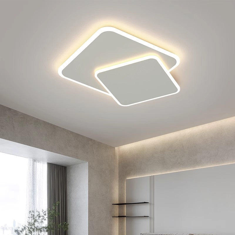 Lampadario a LED con telecomando FUTURA LUMINA 66W, 2 Quadrati, Luce Fredda/Calda/Neutra, Dimmerabile, Lampadario a LED Bianco con telecomando Titolo predefinito Alessandro Design
