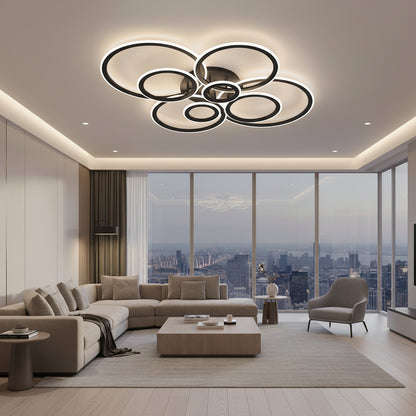 Lampadario LED con telecomando BETTY 127W, 8 Cerchi, Luce Fredda/Calda/Neutra, Dimmerabile, Nero Lampadari LED con Telecomando Titolo predefinito Alessandro Design
