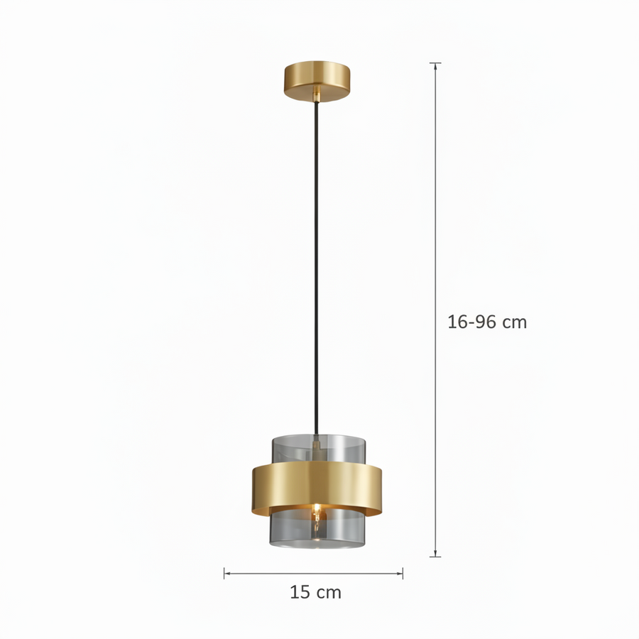 Lustra Suspendata LC855/1GY, 1XE27, Inaltime Reglabila, Sticla si Metal Lustre Moderne Default Title Alessandro Design