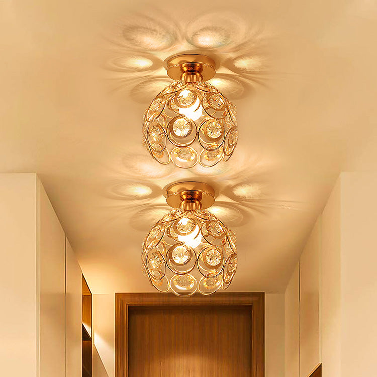 Lampadario Vera, 1xE27, D18H15cm, Oro, Metallo e Cristallo Lampadari Classici Titolo predefinito Alessandro Design