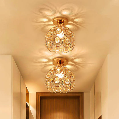 Lampadario Vera, 1xE27, D18H15cm, Oro, Metallo e Cristallo Lampadari Classici Titolo predefinito Alessandro Design