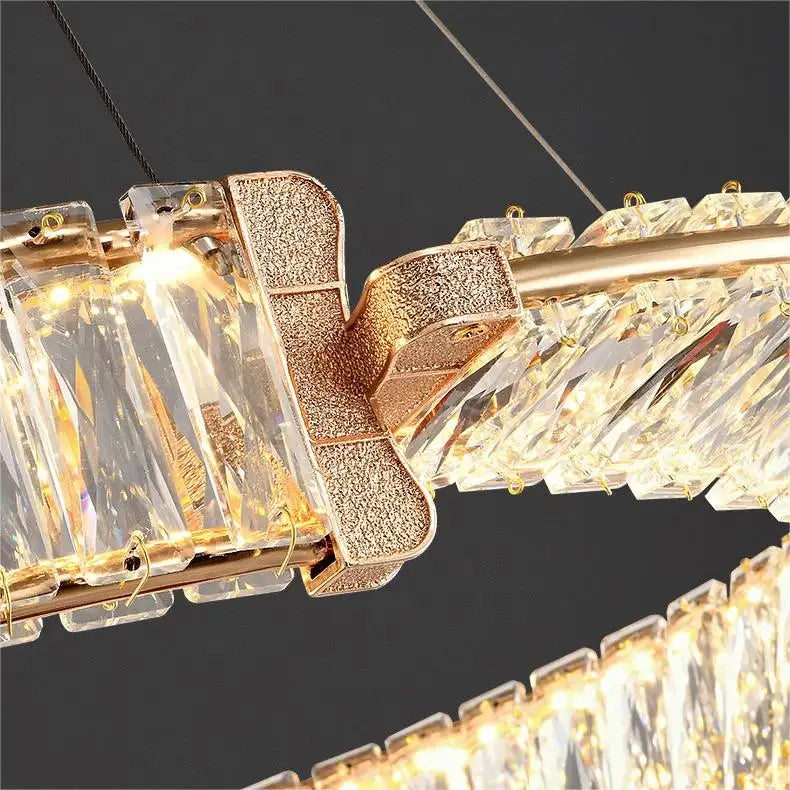 Lustra LED suspendata cu cristal PRISM REGAL 117W, 2 Cercuri, lumina Rece/Calda/Neutra, Dimabila, Auriu, Inaltime Reglabila Lustre LED Cristal Default Title Alessandro Design