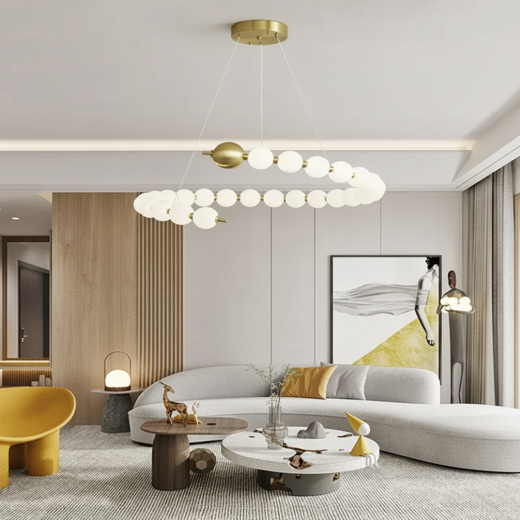Lampadario LED Aurelia 41W in acrilico con telecomando, dimmerabile, 3000K/4000K/6000K, Lampadari LED in oro, metallo e acrilico con telecomando Titolo predefinito Alessandro Design