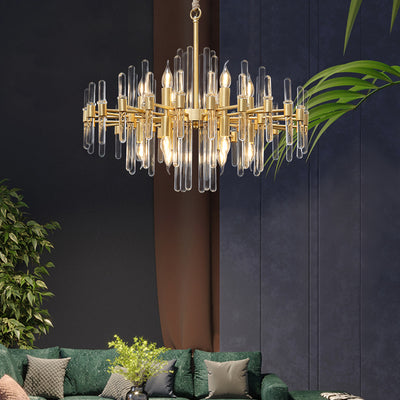 Lampadario in Cristallo CC850/620GD, 10xE14, 62X45cm, Altezza Regolabile, Oro Lucido, Design Elegante, Metallo e Cristalli