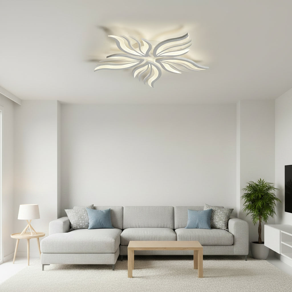 Lampadario a LED con telecomando SAKURA 62W, 5 Petali, Luce Fredda/Calda/Neutra, Dimmerabile, Lampadario a LED con telecomando Bianco Titolo predefinito Alessandro Design