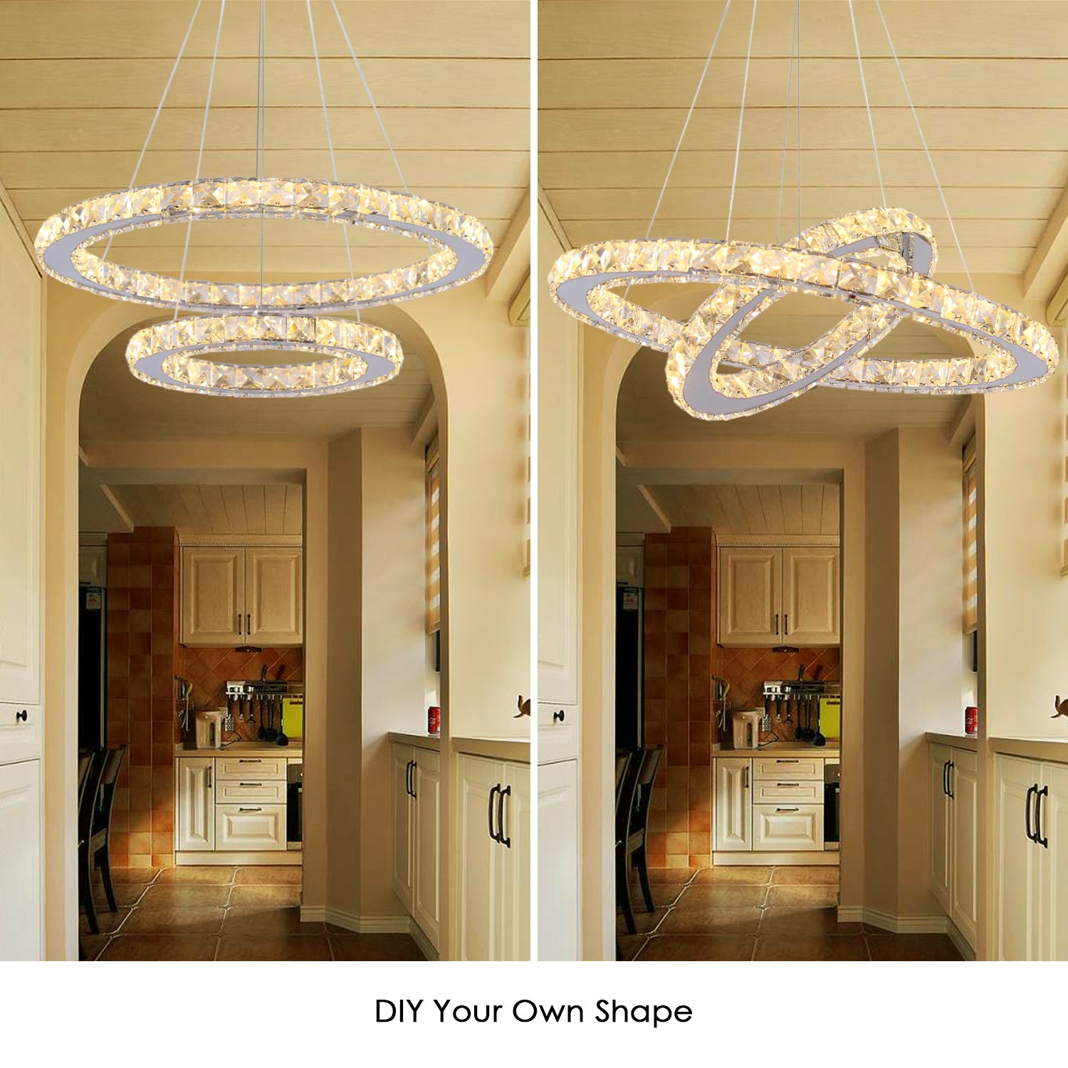 Lampadario LED con telecomando e cristallo PRISM LUMINIS 58W, 2 Cerchi, Luce Fredda/Calda/Neutra, Dimmerabile, Cromo e Bianco, Altezza Regolabile Lampadari LED con Telecomando Titolo predefinito Alessandro Design