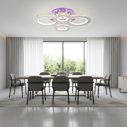 Lampadario LED con telecomando e cristallo NOVA ROTONDA RGB 82W, 4 Cerchi, Luce Fredda/Calda/Neutra, Dimmerabile, Lampadari LED e Cristalli Cromo Titolo predefinito Alessandro Design
