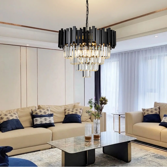 BLOIS Lampadario in cristallo Magno 8x E14 D60 cm Lampadari in cristallo regolabili in altezza oro nero Titolo predefinito Alessandro Design