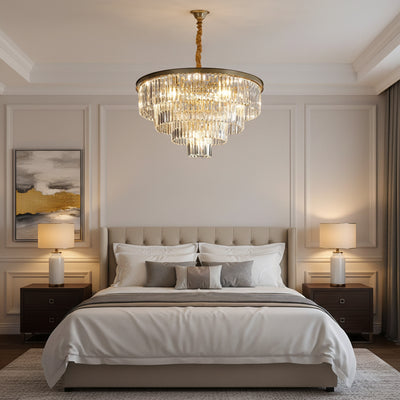Candelabru Cristal CHAMBORD Eleganza 8xE14, Diametru 48cm, Auriu Mat