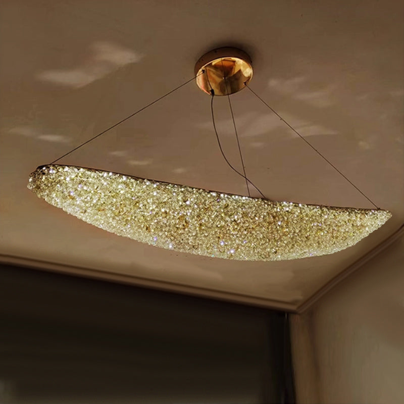 Candelabru Modern cu Cristal, Telecomanda, PRAGA, 31W, Lumina Calda/Neutra/Rece, Lungime 80 cm, Auriu, Inaltime reglabila Lustre LED cu Telecomanda Default Title Alessandro Design