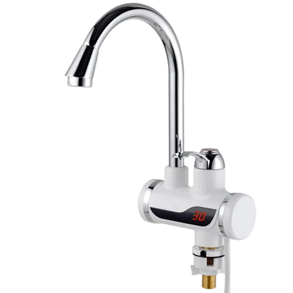 Rubinetto elettrico con riscaldamento istantaneo dell'acqua, display temperatura a LED, orizzontale con supporto per lavello/vasca, potenza 3000 W, acqua calda 30°C-60°C, bianco, Z007XDT Rubinetti da cucina Titolo predefinito Alessandro Design