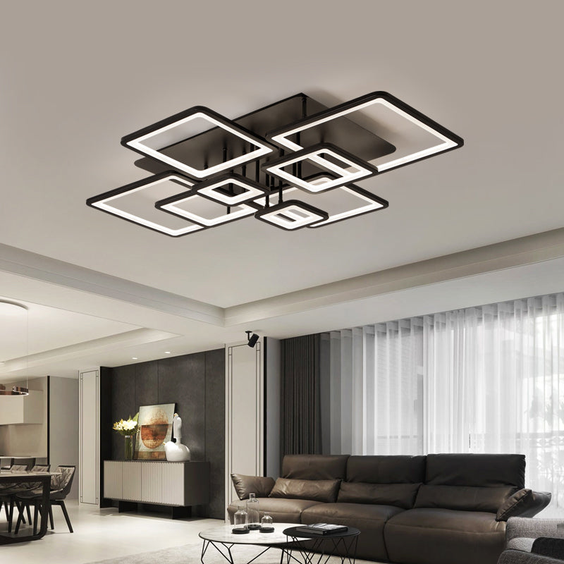 Lampadario LED con telecomando ELLA 186W, 8 Quadrati, Luce Fredda/Calda/Neutra, Dimmerabile, Nero Lampadari LED con Telecomando Titolo predefinito Alessandro Design