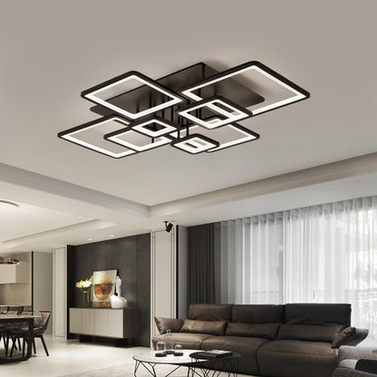 Lampadario LED con telecomando ELLA 186W, 8 Quadrati, Luce Fredda/Calda/Neutra, Dimmerabile, Nero Lampadari LED con Telecomando Titolo predefinito Alessandro Design