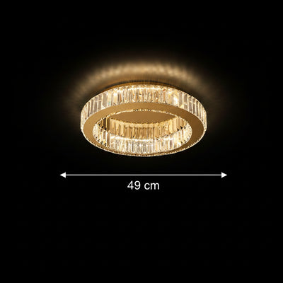 Lampadario LED con telecomando e cristallo VERTUS 18W, 30cm, Cerchio, Luce Fredda/Calda/Neutra, Dimmerabile, Oro