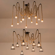 Lustra Vintage LV121/10BK, 10xE27, Rustic, Sfoara si Metal, 2x100cm, Suport Negru Lustre Vintage Default Title Alessandro Design