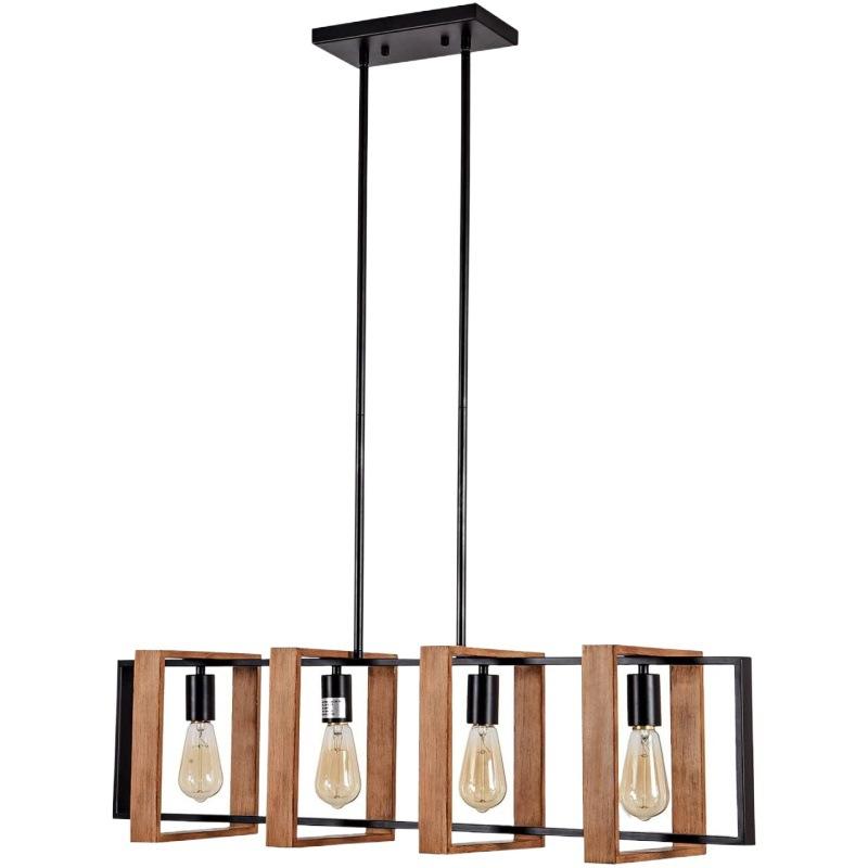 Lustra Vintage LV560/4BK, 4XE27, Rustic Barn, Lemn si Metal, 85cm, Negru Lustre Vintage Default Title Alessandro Design