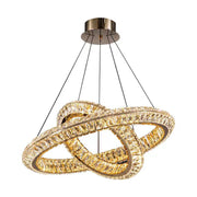 Lustra LED cu Telecomanda, LLC132/300GD, Cristal si Metal, 37W, 2 Cerc, Dimabila, 3000K/4000K/6000K, Iluminat Luxos Lustre LED cu Telecomanda Default Title Alessandro Design