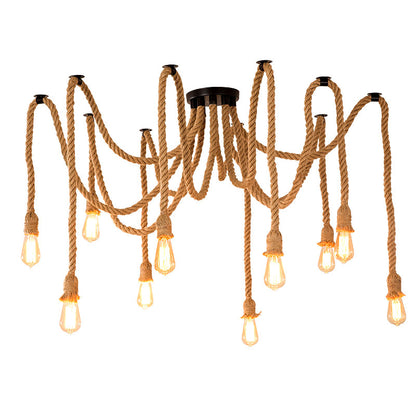 Lustra Vintage LV120/10BK, 10xE27, Rustic, Sfoara si Metal, 2x100cm, Suport Negru Lustre Vintage Default Title Alessandro Design