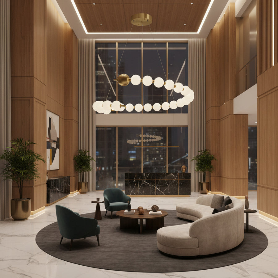 Lampadario LED Aurelia 41W in acrilico con telecomando, dimmerabile, 3000K/4000K/6000K, Lampadari LED in oro, metallo e acrilico con telecomando Titolo predefinito Alessandro Design
