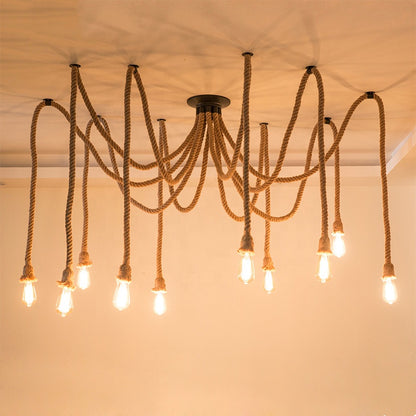 Lustra Vintage LV120/10BK, 10xE27, Rustic, Sfoara si Metal, 2x100cm, Suport Negru Lustre Vintage Default Title Alessandro Design