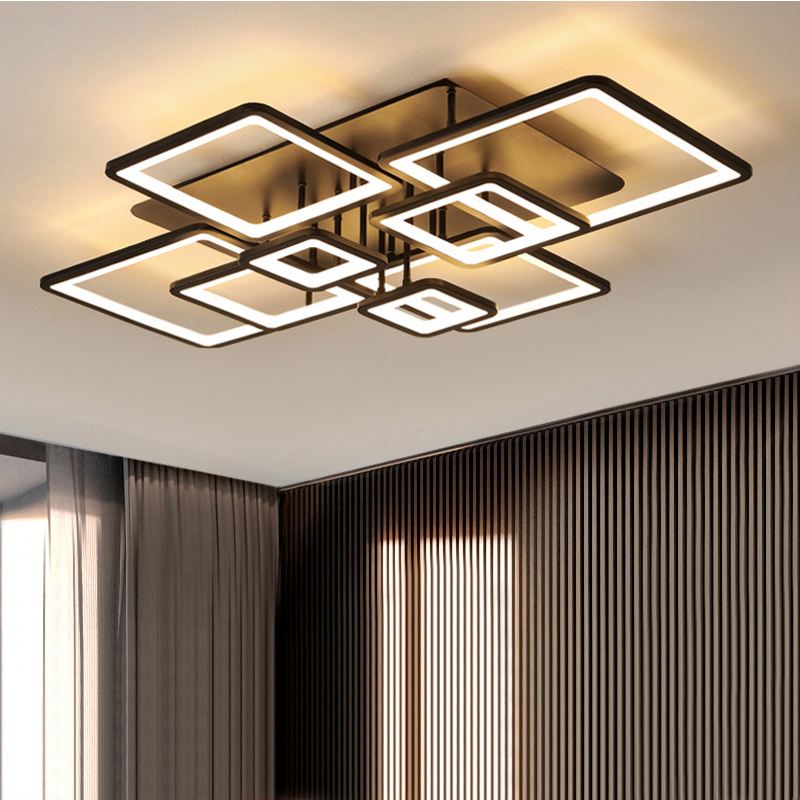 Lampadario LED con telecomando ELLA 186W, 8 Quadrati, Luce Fredda/Calda/Neutra, Dimmerabile, Nero Lampadari LED con Telecomando Titolo predefinito Alessandro Design