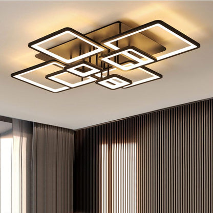 Lampadario LED con telecomando ELLA 186W, 8 Quadrati, Luce Fredda/Calda/Neutra, Dimmerabile, Nero Lampadari LED con Telecomando Titolo predefinito Alessandro Design