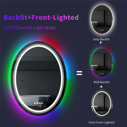 Oglinda LED Rotunda, 60cm, Celeste MotionGlow Marcello, Lumina RGB, Boxa Bluetooth, Sistem Dezaburire, Ceas & Termometru, Dimabila 60X60BTRGB Oglinzi Marcello Default Title Alessandro Design