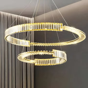 Lustra LED suspendata cu cristal PRISM REGAL 117W, 2 Cercuri, lumina Rece/Calda/Neutra, Dimabila, Auriu, Inaltime Reglabila Lustre LED Cristal Default Title Alessandro Design