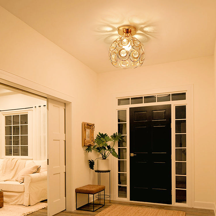 Lampadario Vera, 1xE27, D18H15cm, Oro, Metallo e Cristallo Lampadari Classici Titolo predefinito Alessandro Design