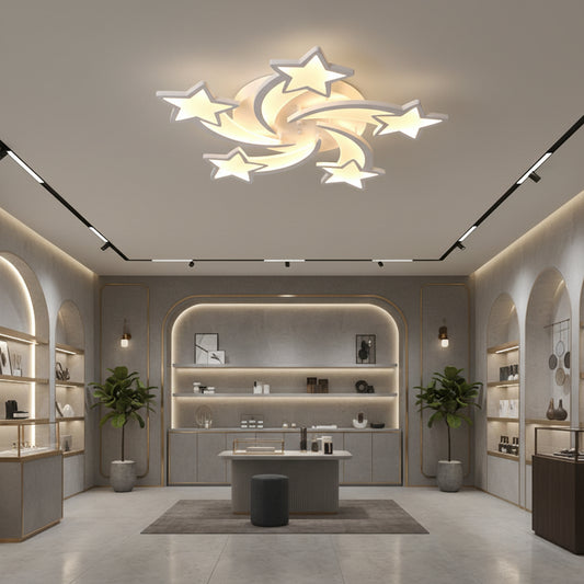 Lustra LED cu telecomanda IPOMOEA 85W, 5 Stele, lumina Rece/Calda/Neutra, Dimabila, Alb Lustre LED cu Telecomanda Default Title Alessandro Design