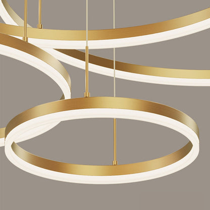 Lampadario LED a sospensione con telecomando PERU 150W, 3 Cerchi, Luce Fredda/Calda/Neutra, Dimmerabile, Oro Lucido, Altezza Regolabile Lampadari Moderni Titolo predefinito Alessandro Design