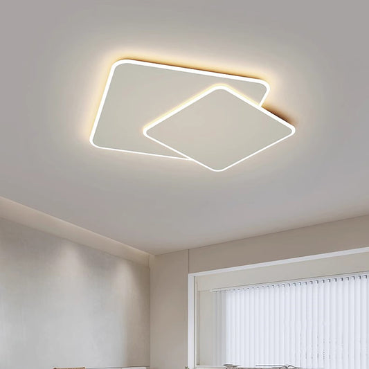 Lampadario a LED con telecomando FUTURA LUMINA 66W, 2 Quadrati, Luce Fredda/Calda/Neutra, Dimmerabile, Lampadario a LED Bianco con telecomando Titolo predefinito Alessandro Design