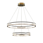 Lampadario a sospensione LED con telecomando e cristallo ROGER 100W, 2 Cerchi, Luce Fredda/Calda/Neutra, Dimmerabile, Oro Lucido, Lampadari LED in Cristallo Regolabili in Altezza Titolo predefinito Alessandro Design