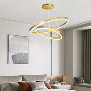 Lampadario LED a Sospensione con telecomando CHRISTINE, 41W, 2 Cerchi, Luce Fredda/Calda/Neutra, Dimmerabile, Oro Lucido, Lampadari LED con Telecomando ad Altezza Regolabile Titolo predefinito Alessandro Design