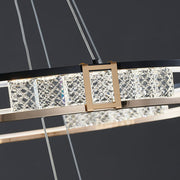 Lampadario a sospensione LED con telecomando e cristallo ROGER 100W, 2 Cerchi, Luce Fredda/Calda/Neutra, Dimmerabile, Oro Lucido, Lampadari LED in Cristallo Regolabili in Altezza Titolo predefinito Alessandro Design