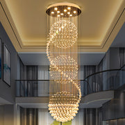 Lampadario LED in Cristallo 70W IMPERIALE Oro, Diametro 50cm, Altezza 200cm, Modello a Scala Lampadario in Cristallo Titolo predefinito Alessandro Design