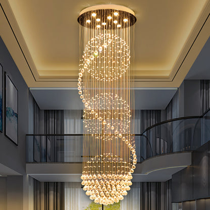 Lampadario LED in Cristallo 70W IMPERIALE Oro, Diametro 50cm, Altezza 200cm, Modello a Scala Lampadario in Cristallo Titolo predefinito Alessandro Design