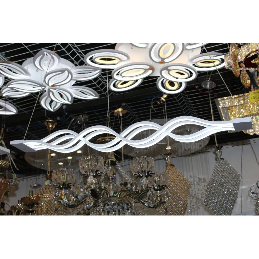 Lustra LED suspendata cu telecomanda WAVE 89W, Liniara, lumina Rece/Calda/Neutra, Dimabila, Alb, Inaltime Reglabila Lustre LED cu Telecomanda Default Title Alessandro Design