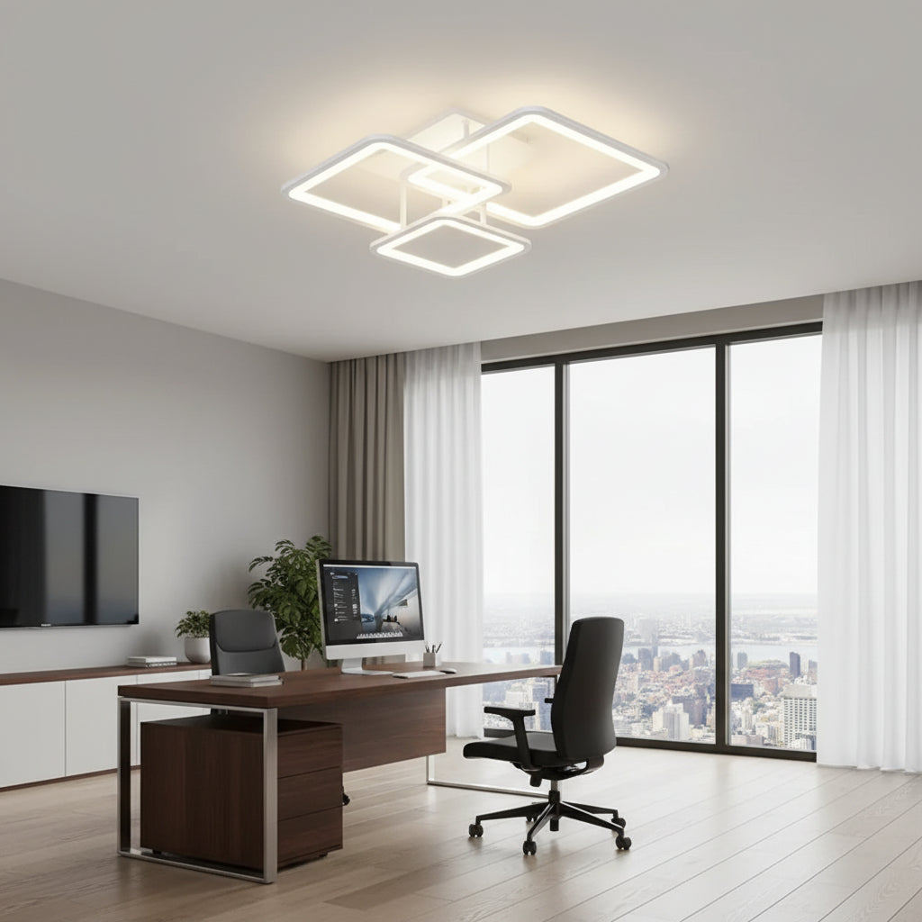 Lustra LED cu telecomanda ZOE, 60W, 3 Patrate, lumina Rece/Calda/Neutra, Dimabila, Alb Lustre LED cu Telecomanda Default Title Alessandro Design