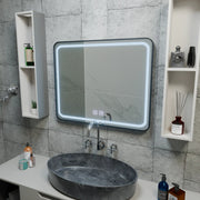 Specchio rettangolare a LED 90x75 cm EDGE Touch Demister System, specchi con cornice nera Korman E Titolo predefinito Alessandro Design