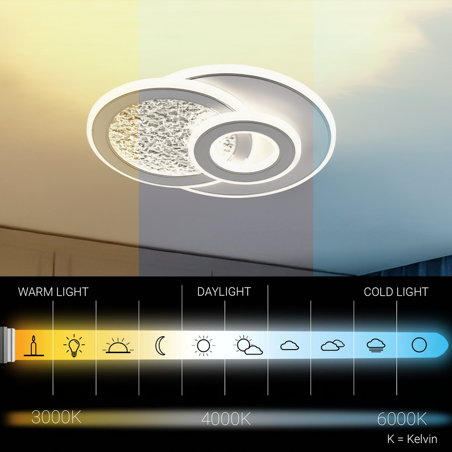 KOMPACTO Lampadario LED 47W, 3 Cerchi, Luce Fredda/Calda/Neutra, Lampadari LED Bianchi Titolo predefinito Alessandro Design