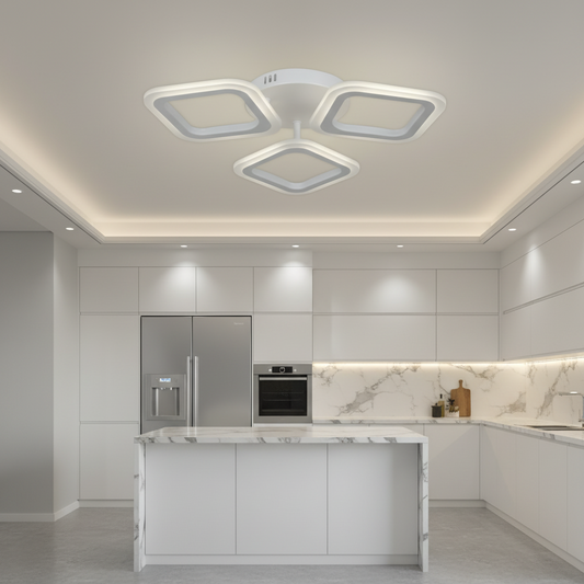 Lampadario LED ERIKA 20W, 3 Quadrati, Luce Neutra 4000k, Bianco, Lampadari LED Applicati in Metallo e Acrilico Titolo predefinito Alessandro Design