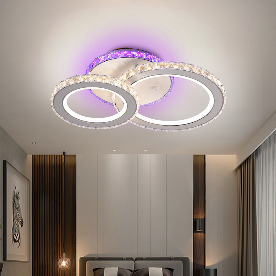 Lampadario LED con telecomando e cristallo NOVA ROTONDA RGB 42W, 2 Cerchi, Luce Fredda/Calda/Neutra, Dimmerabile, Lampadario LED Bianco con telecomando Titolo predefinito Alessandro Design