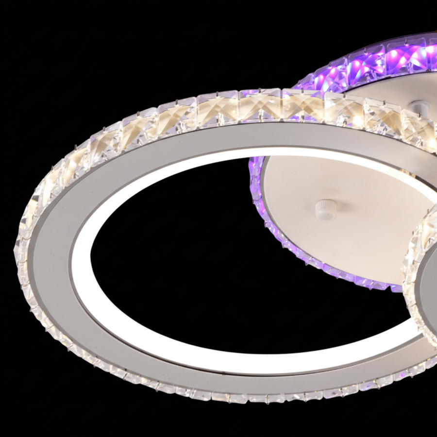 Lampadario LED con telecomando e cristallo NOVA ROTONDA RGB 42W, 2 Cerchi, Luce Fredda/Calda/Neutra, Dimmerabile, Lampadario LED Bianco con telecomando Titolo predefinito Alessandro Design