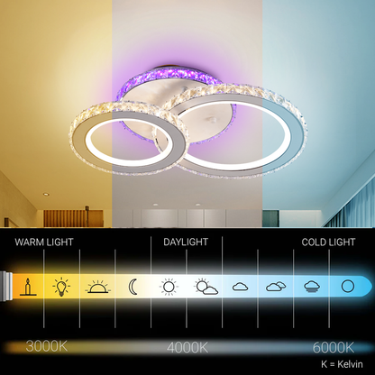 Lampadario LED con telecomando e cristallo NOVA ROTONDA RGB 42W, 2 Cerchi, Luce Fredda/Calda/Neutra, Dimmerabile, Lampadario LED Bianco con telecomando Titolo predefinito Alessandro Design