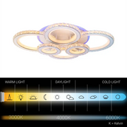 Lampadario LED con telecomando e cristallo NOVA ROTONDA RGB 145W, 6 Cerchi, Luce Fredda/Calda/Neutra, Dimmerabile, Lampadari LED Cristallo Bianco Titolo predefinito Alessandro Design