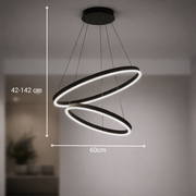 Lustra LED suspendata cu Telecomanda CASIANA 40W, 2 Cercuri, Lumina Rece/Calda/Neutra 3000K/4000K/6000K, Dimabila, Negru, Inaltime Reglabila, Metal si Acril Lustre LED cu Telecomanda Default Title Alessandro Design