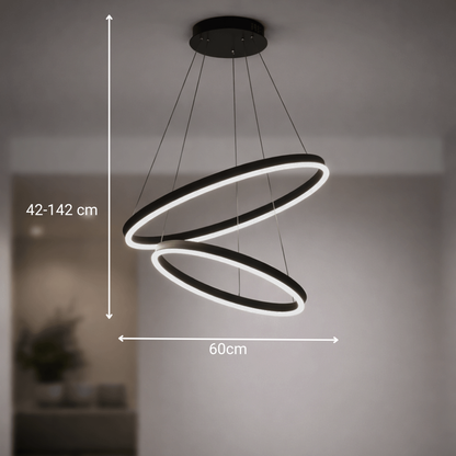 Lustra LED suspendata cu Telecomanda CASIANA 40W, 2 Cercuri, Lumina Rece/Calda/Neutra 3000K/4000K/6000K, Dimabila, Negru, Inaltime Reglabila, Metal si Acril Lustre LED cu Telecomanda Default Title Alessandro Design