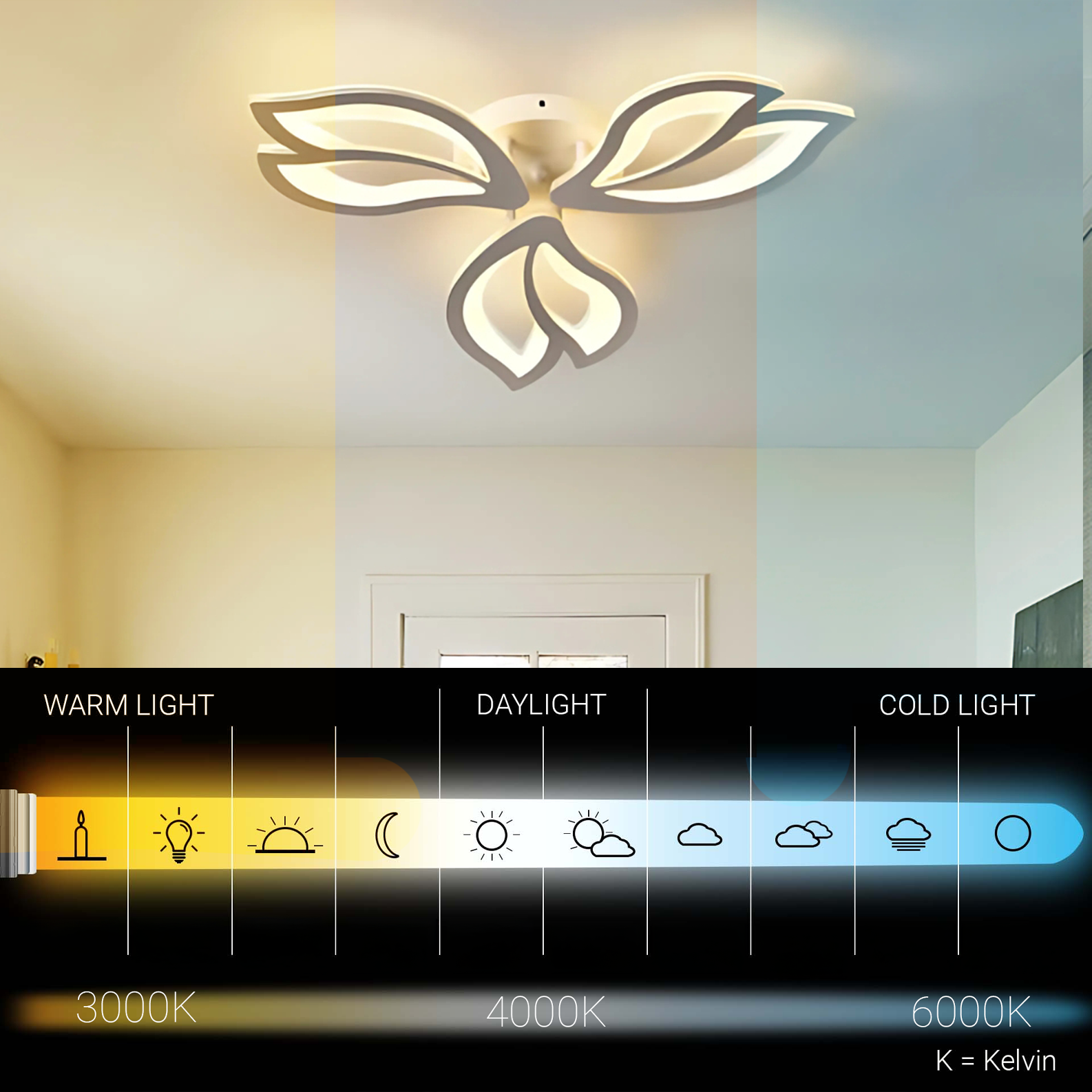 Lampadario a LED con telecomando LILY 40W, 3 Elementi, Luce Fredda/Calda/Neutra, Dimmerabile, Lampadario a LED Bianco con telecomando Titolo predefinito Alessandro Design