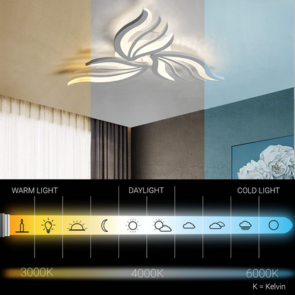 Lampadario a LED con telecomando SAKURA 37W, 3 Petali, Luce Fredda/Calda/Neutra, Dimmerabile, Lampadario a LED con telecomando Bianco Titolo predefinito Alessandro Design